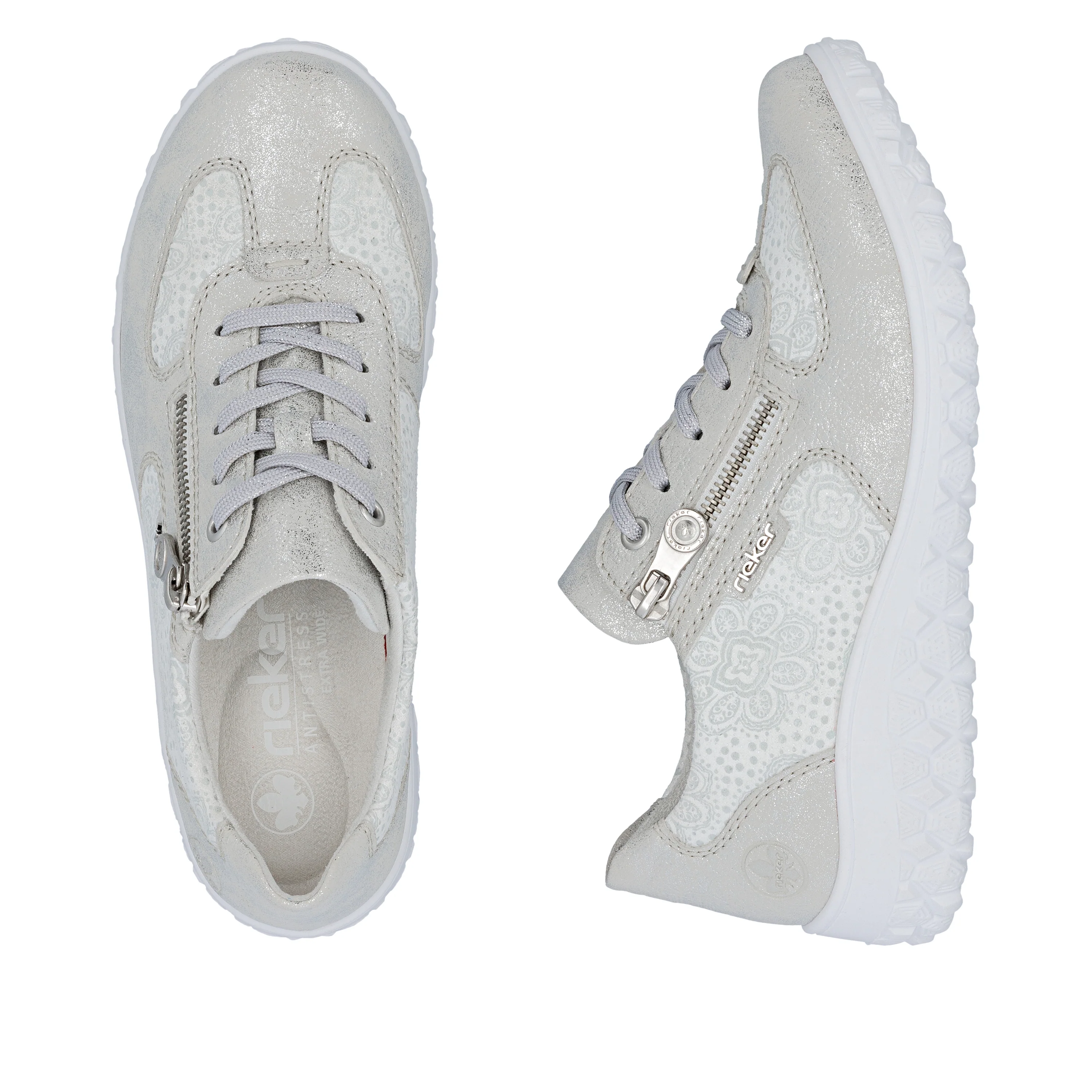 Rieker Women's Casual Lace-up Shoe - Silver/Platinum | 59501-90 - Image 18