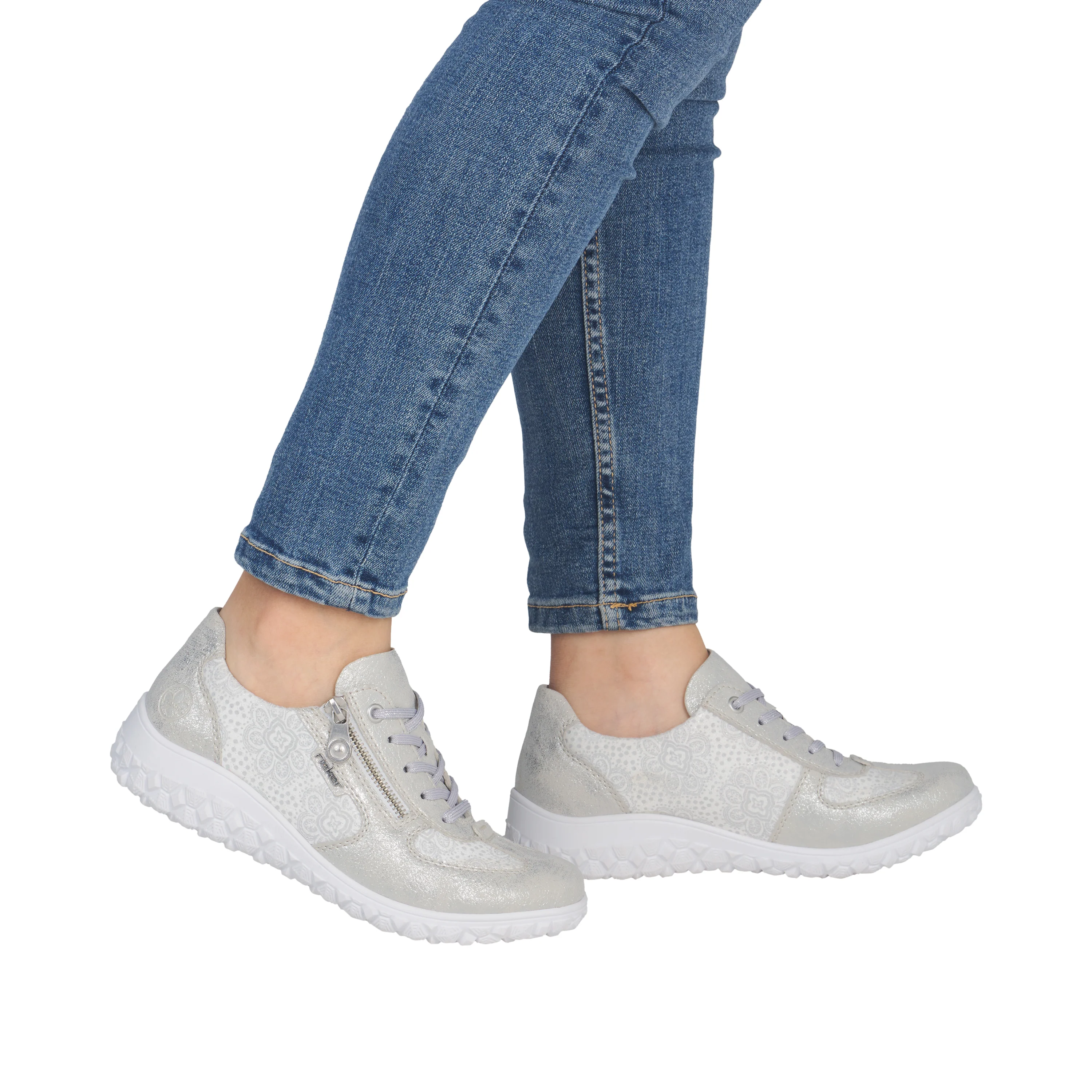 Rieker Women's Casual Lace-up Shoe - Silver/Platinum | 59501-90 - Image 19