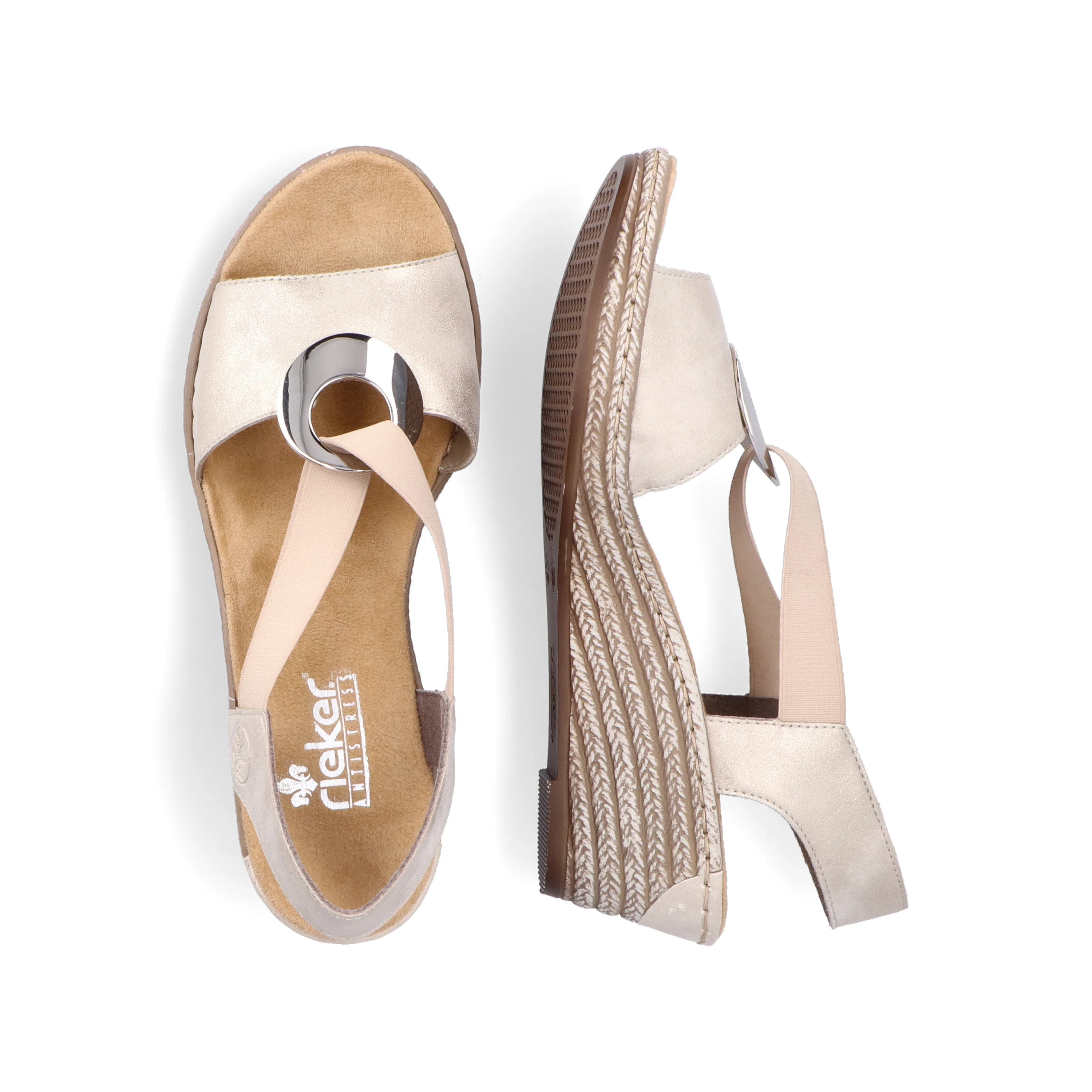 Rieker Women's Wedge Sandal - Beige | 624H6-60 - Image 8