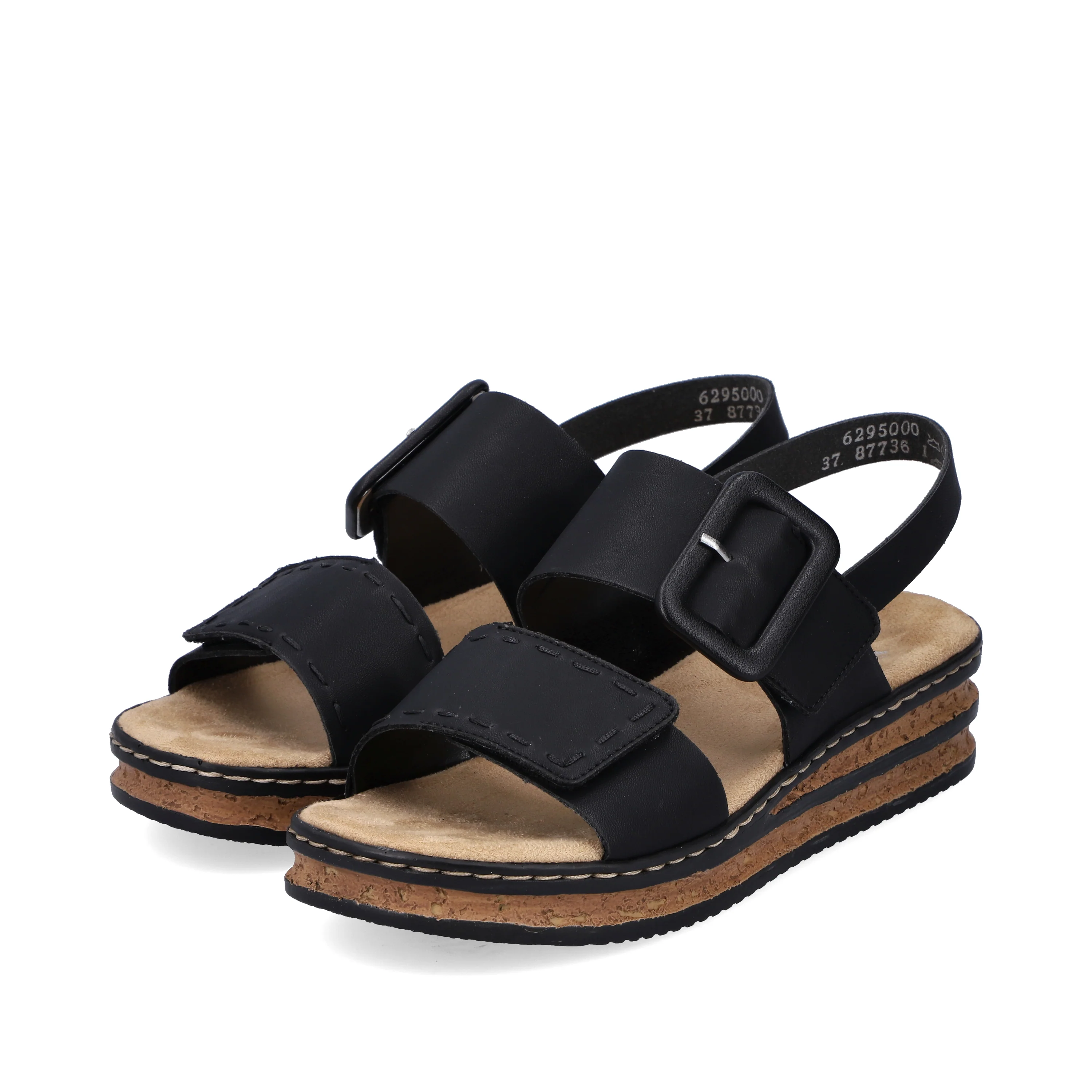 Rieker Women's Wedge Sandal - Black | 62950-00 - Image 7