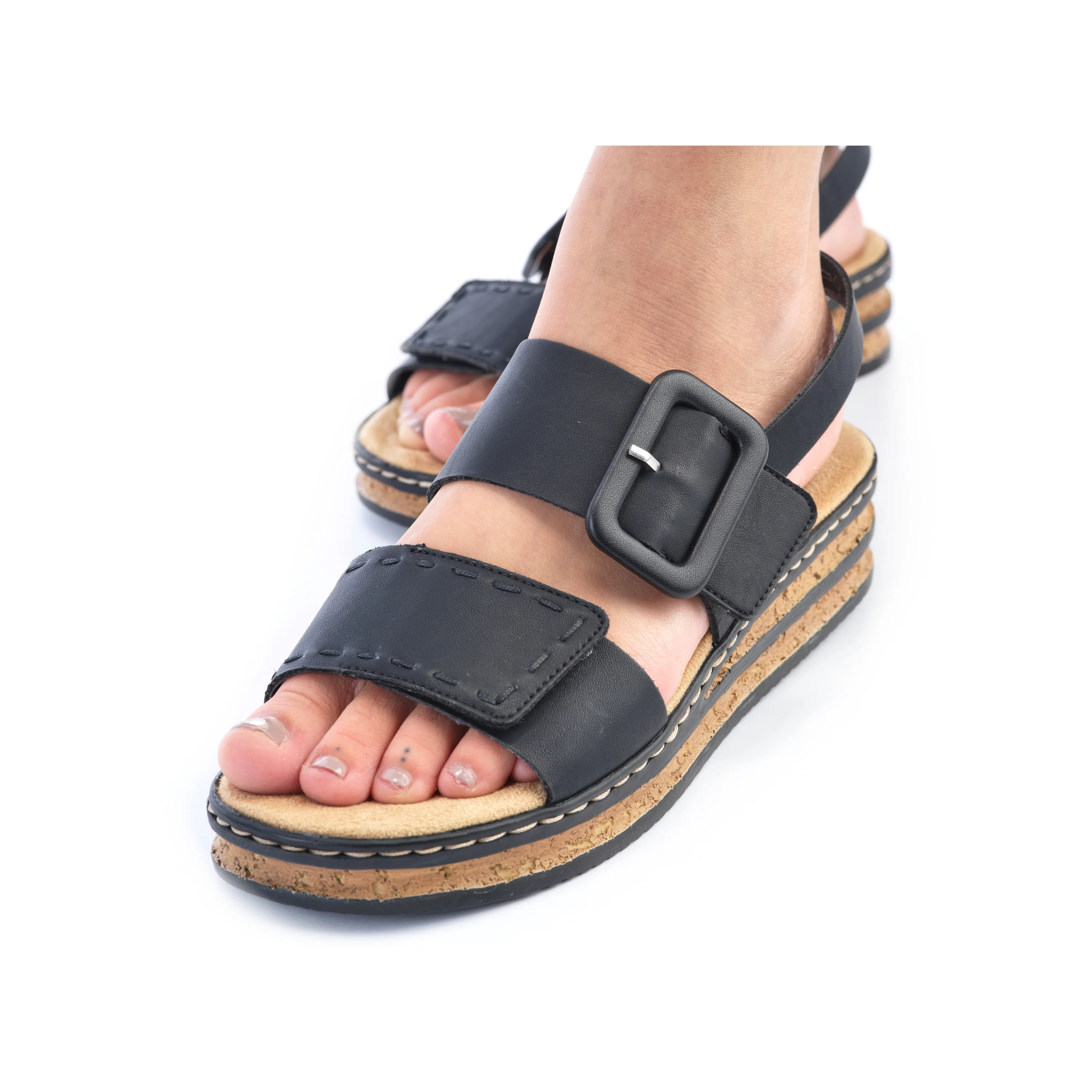 Rieker Women's Wedge Sandal - Black | 62950-00 - Image 9