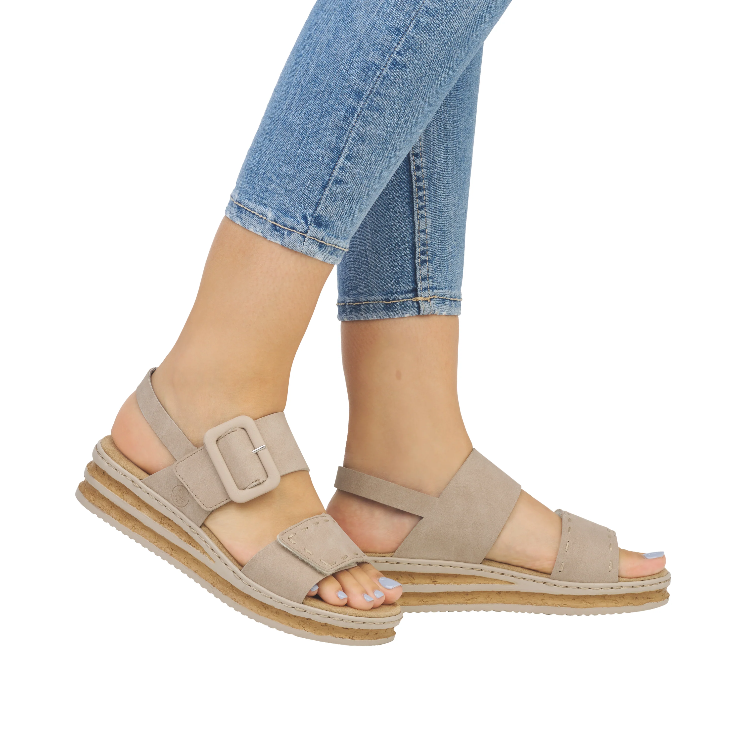 Rieker Women's Wedge Sandal - Beige | 62950-62 - Image 19