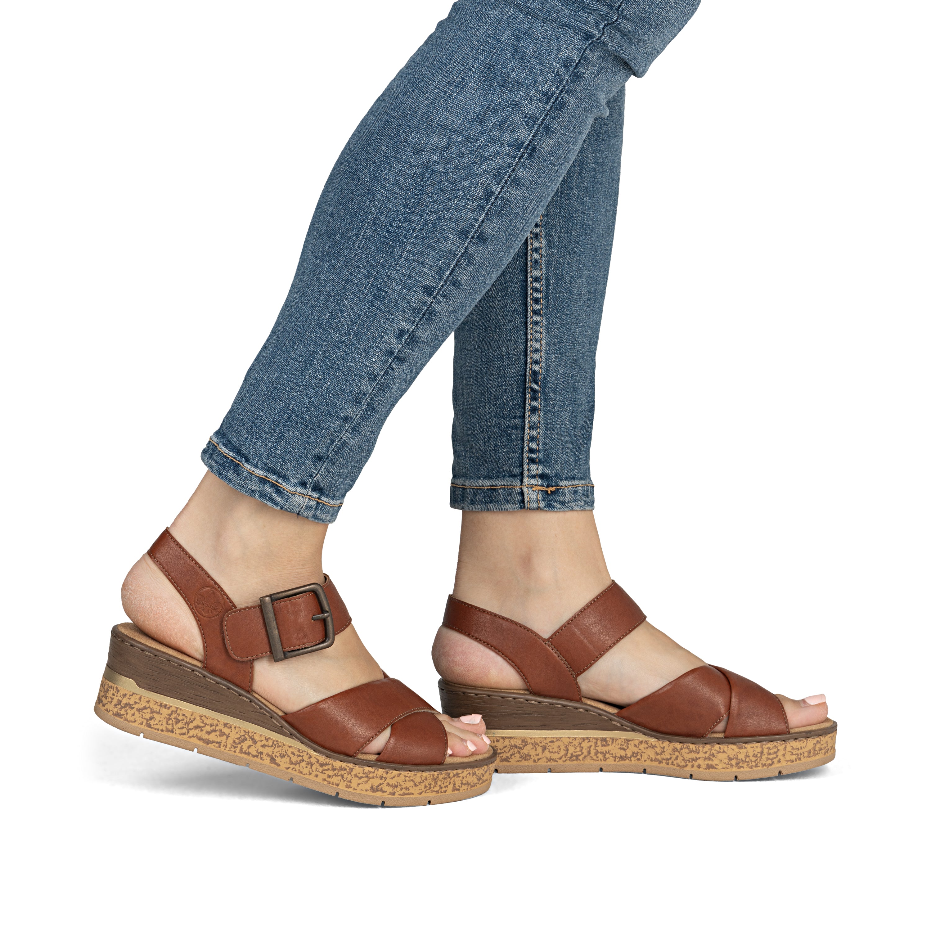 Rieker Women's Wedge Sandal - Brown | 63795-22 - Image 10