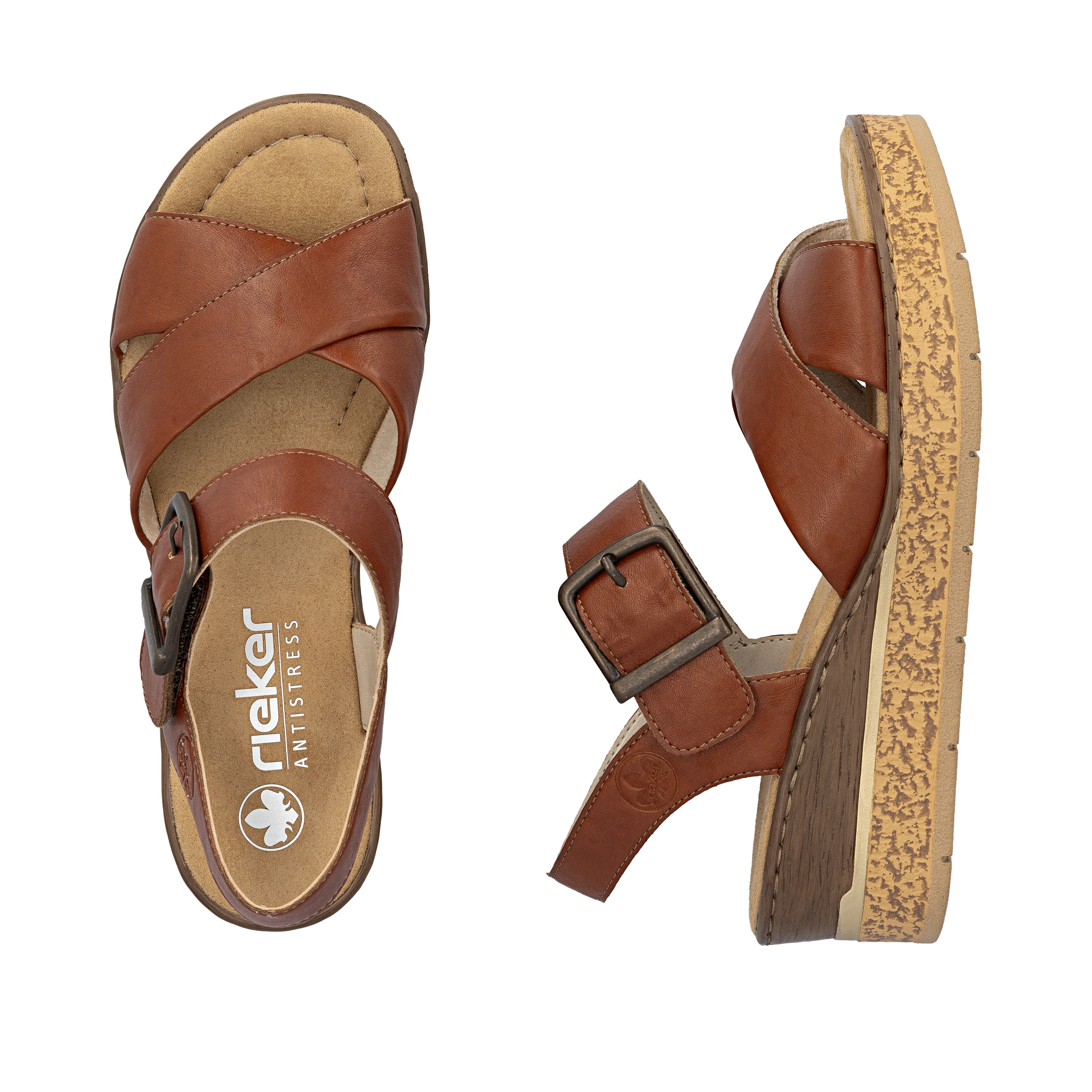Rieker Women's Wedge Sandal - Brown | 63795-22 - Image 9