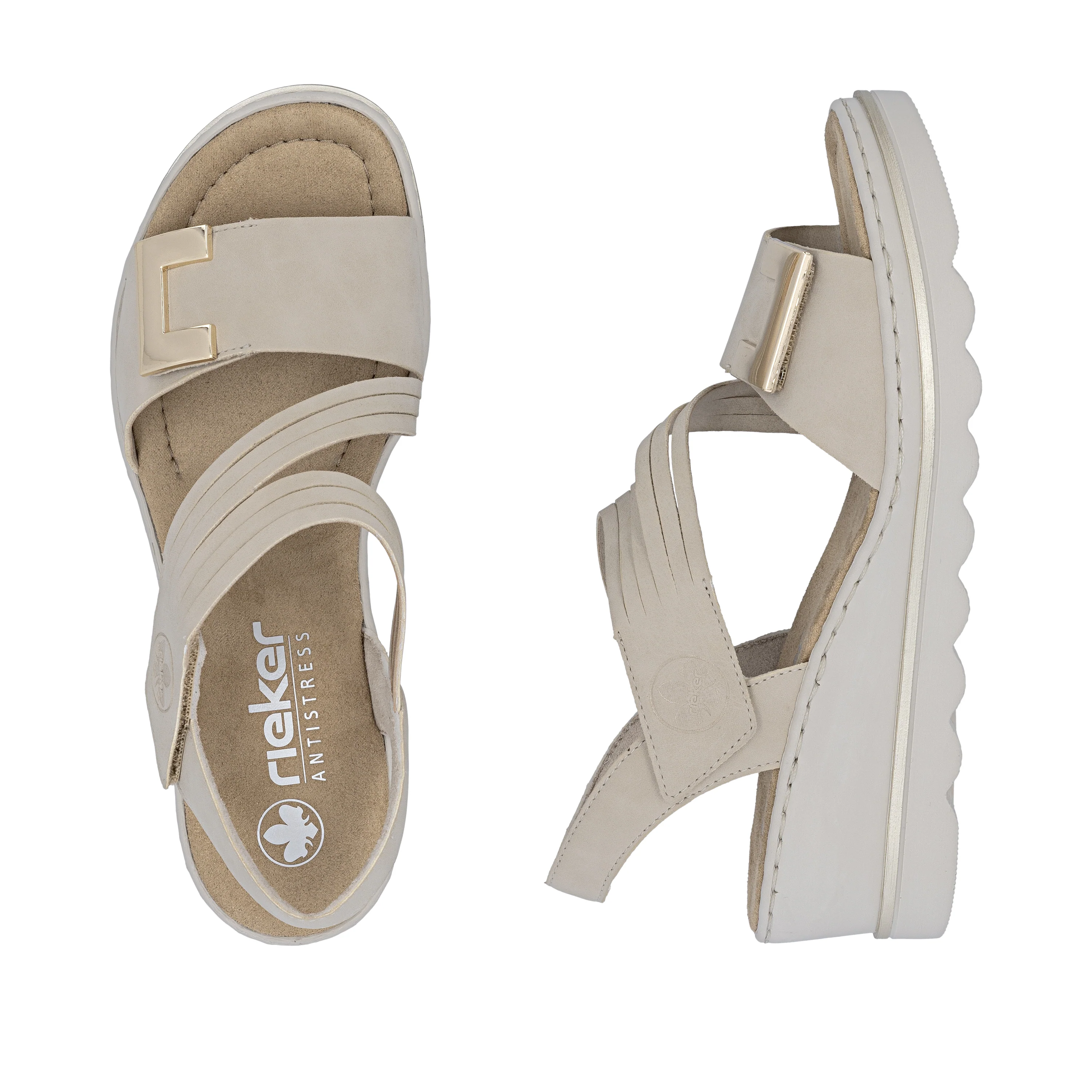Rieker Women's Wedge Sandal - Beige | 67410-62 - Image 17