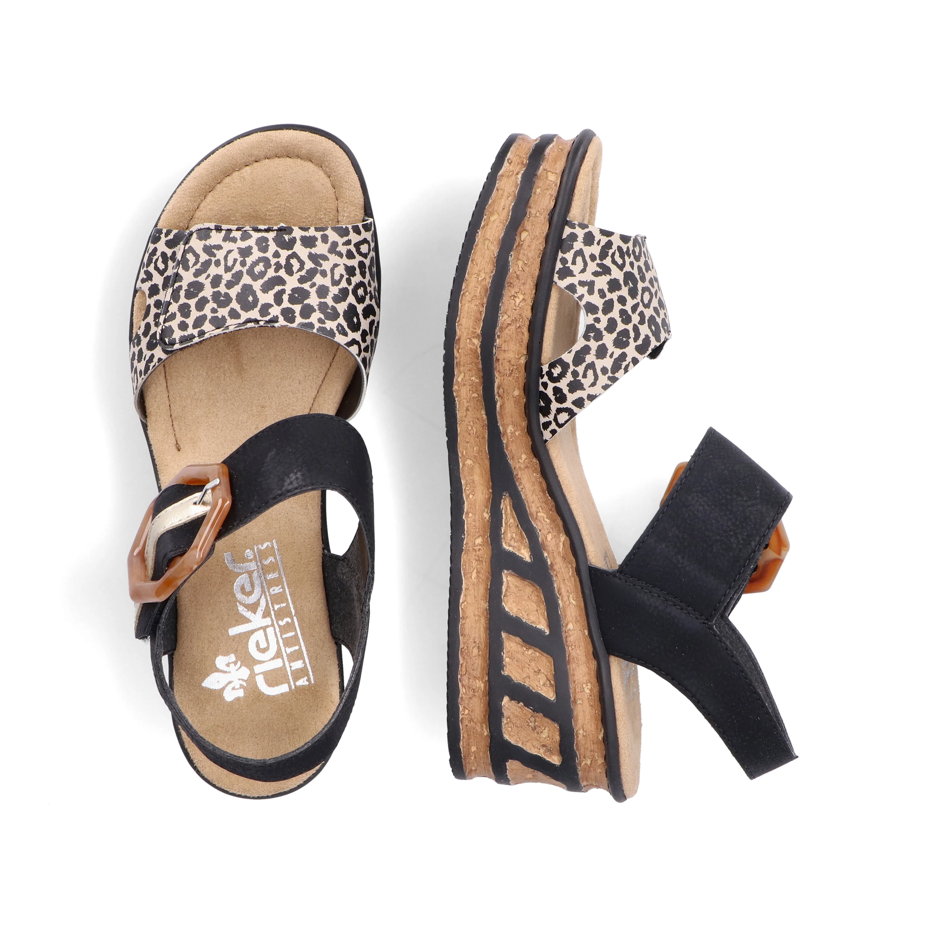 Rieker Women's Wedge Sandal - Black | 68176-00 - Image 9
