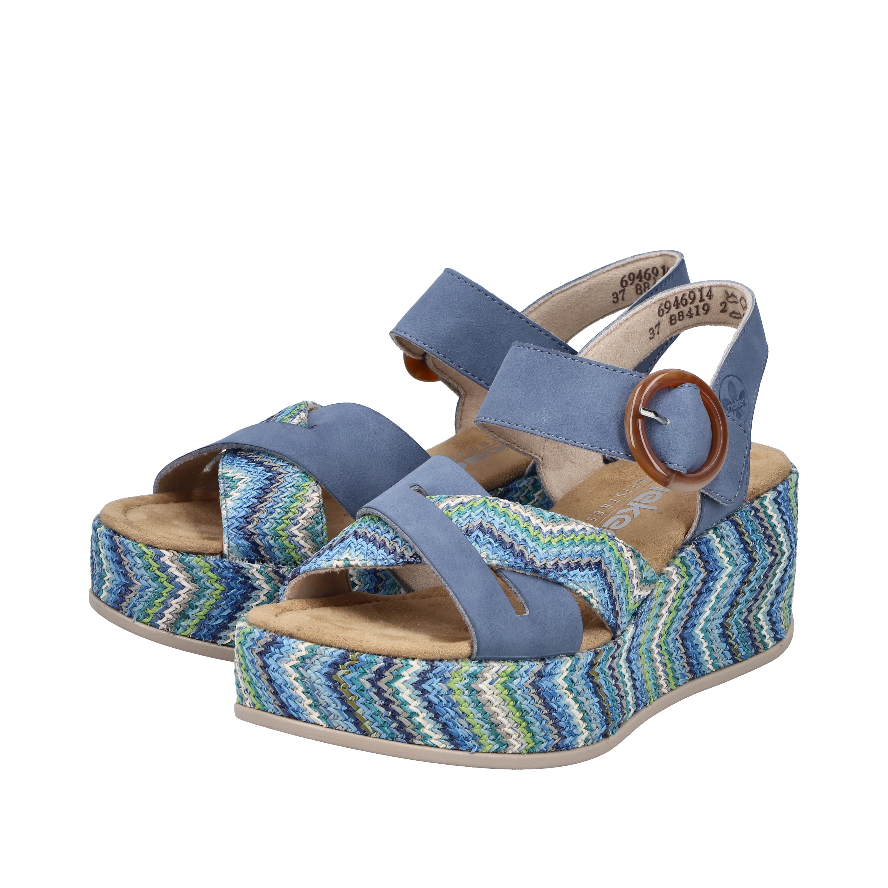 Rieker Women's Wedge Sandal - Blue | 69469-14 - Image 15