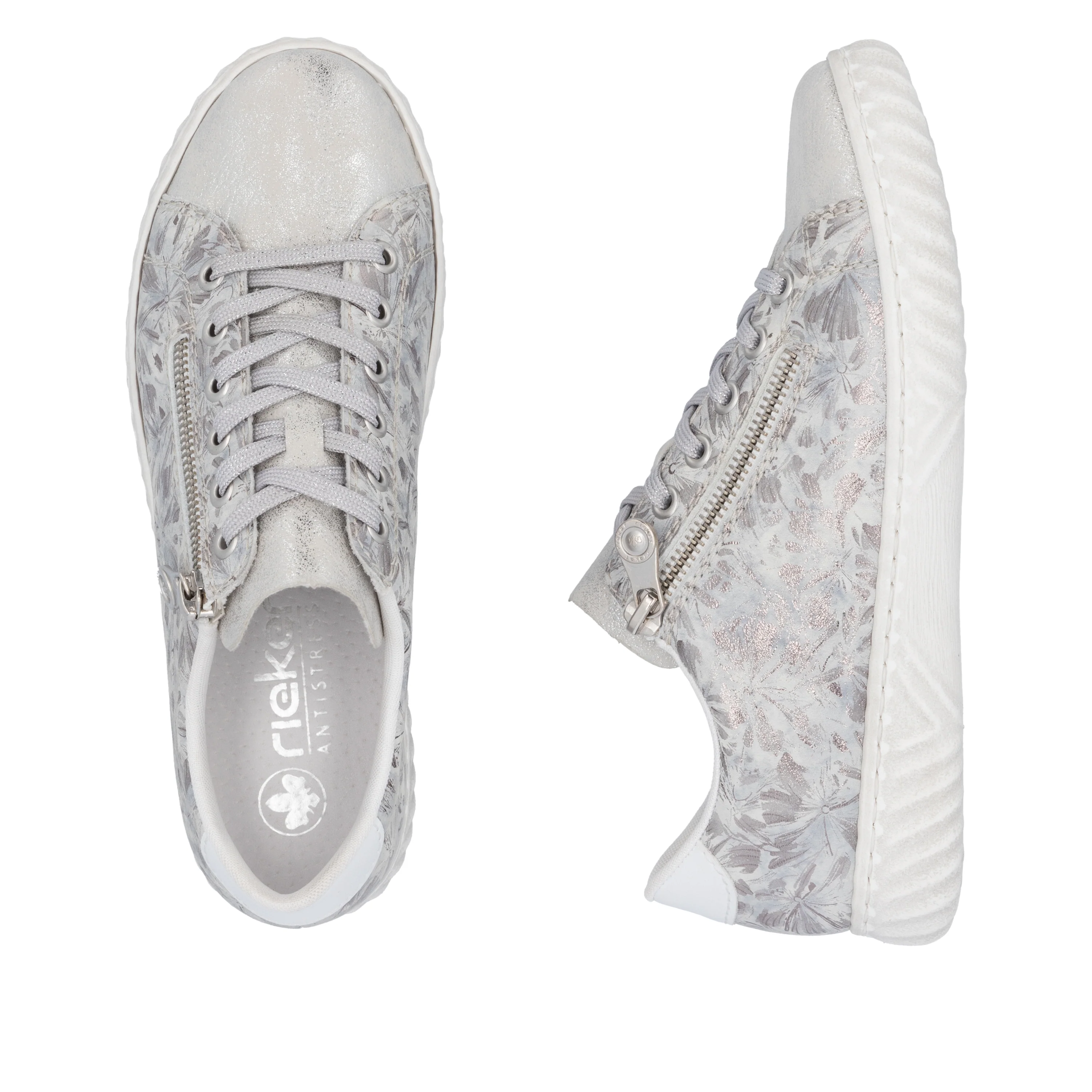 Rieker Women's Casual Lace-up Shoe - Silver/Platinum | N0900-90 - Image 19