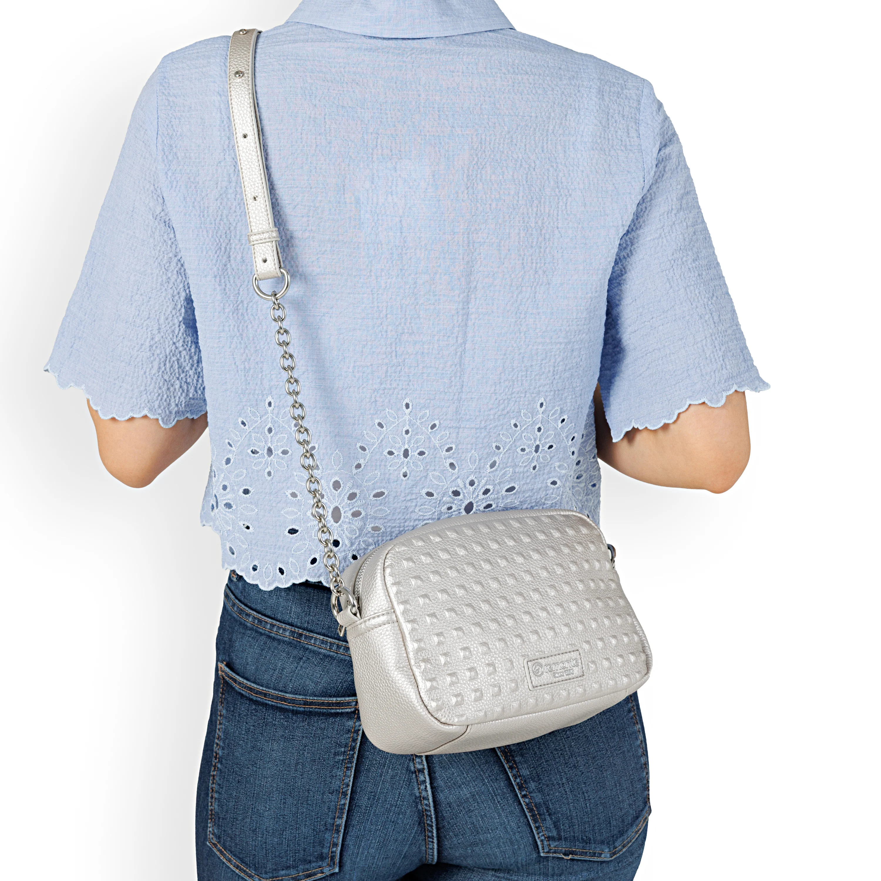 remonte Women's Small Crossbody Bag - Silver/Platinum | Q0667-90 - Image 14