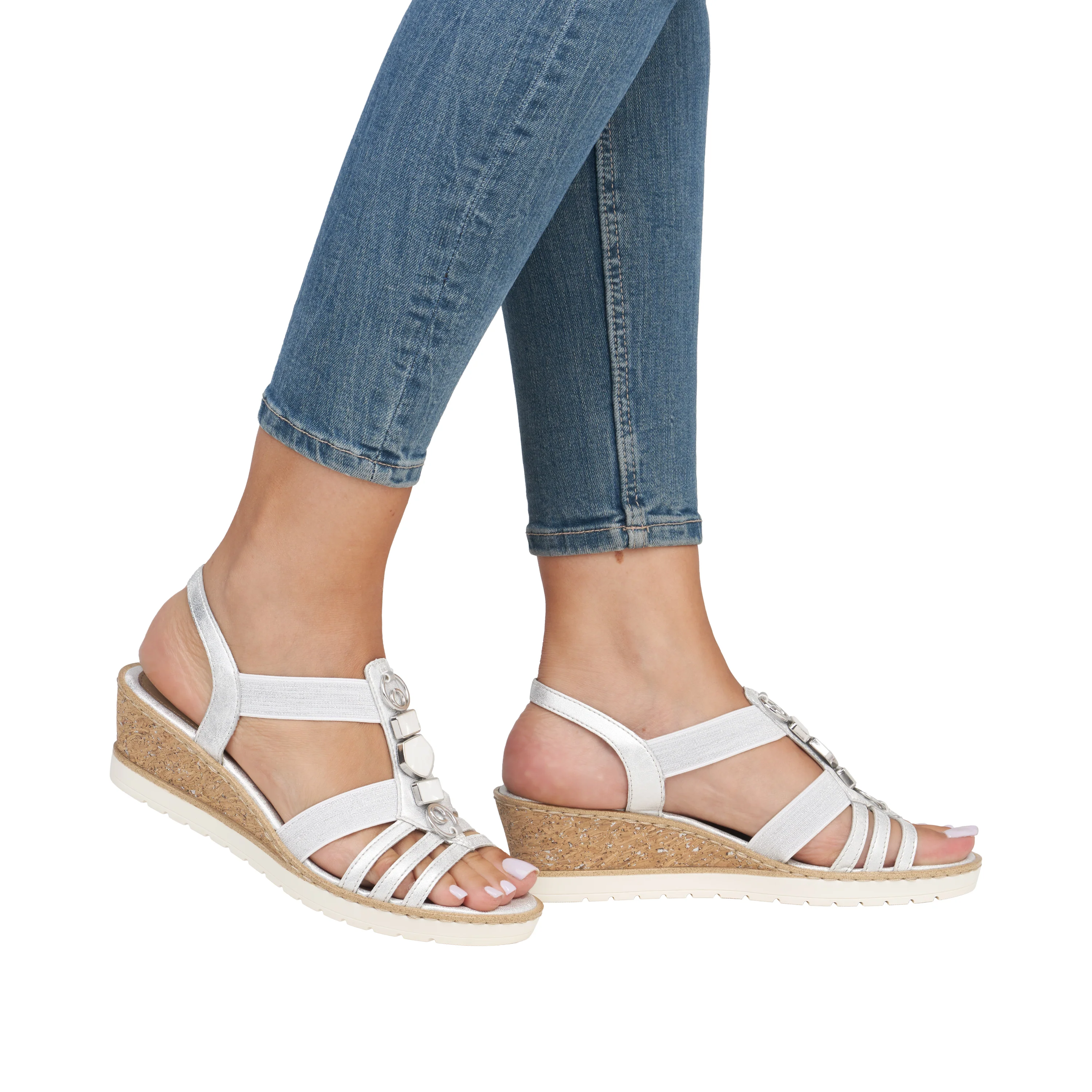 remonte Women's Wedge Sandal - Silver/Platinum | R6264-92 - Image 19