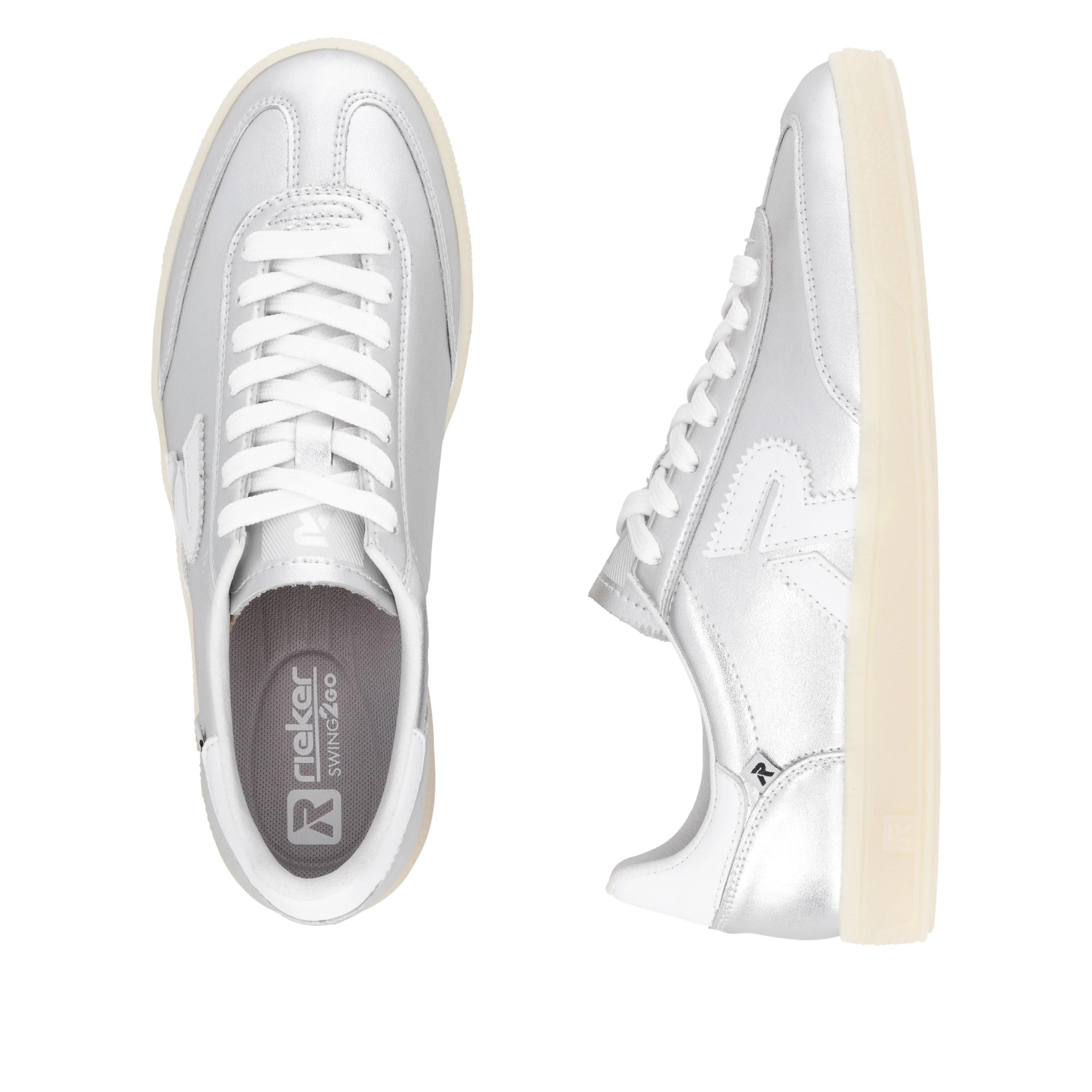 Rieker Sport Woman's Shoes - Silver/Platinum | W2200-90 - Image 9