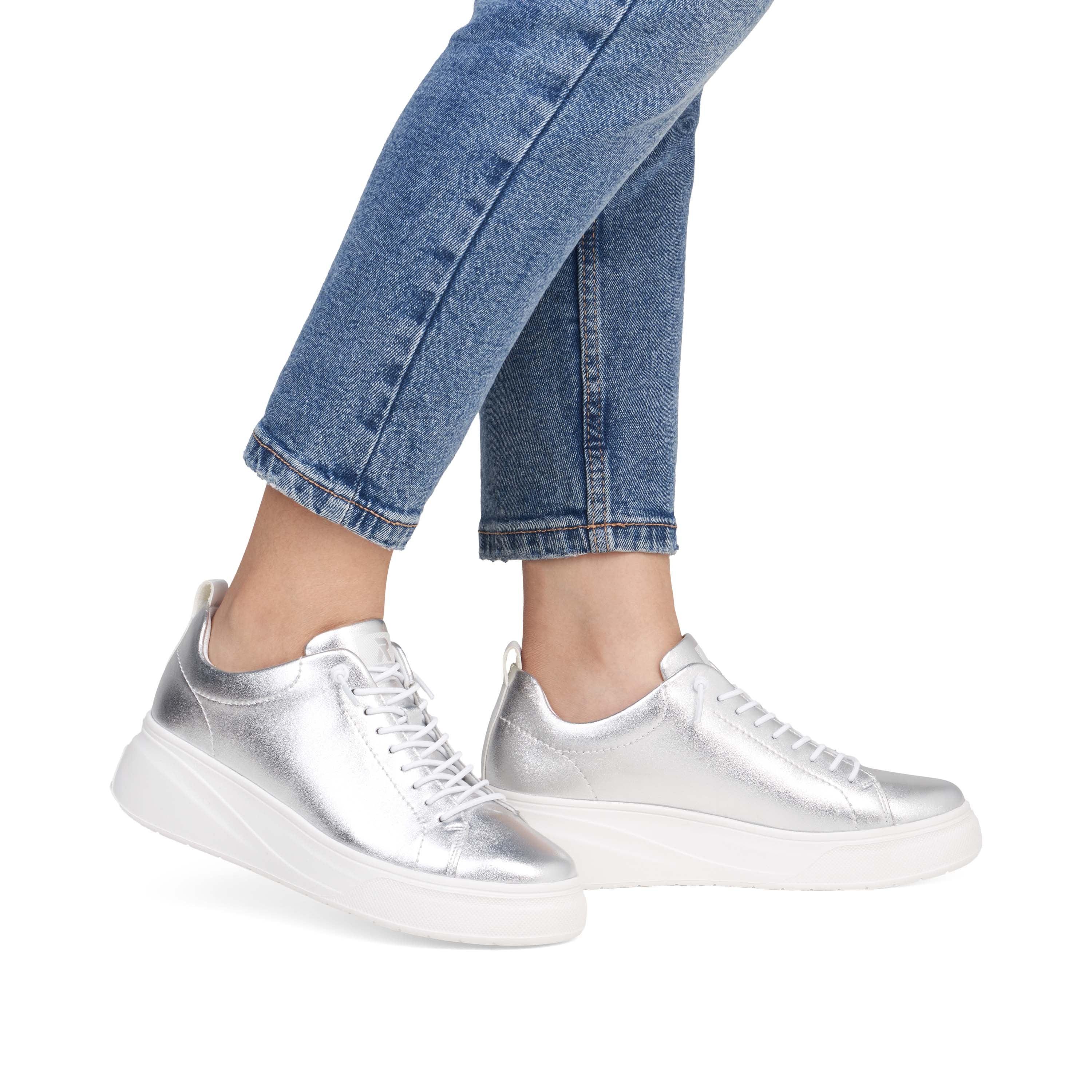 Rieker Sport Woman's Shoes - Silver/Platinum | W2301-90 - Image 11