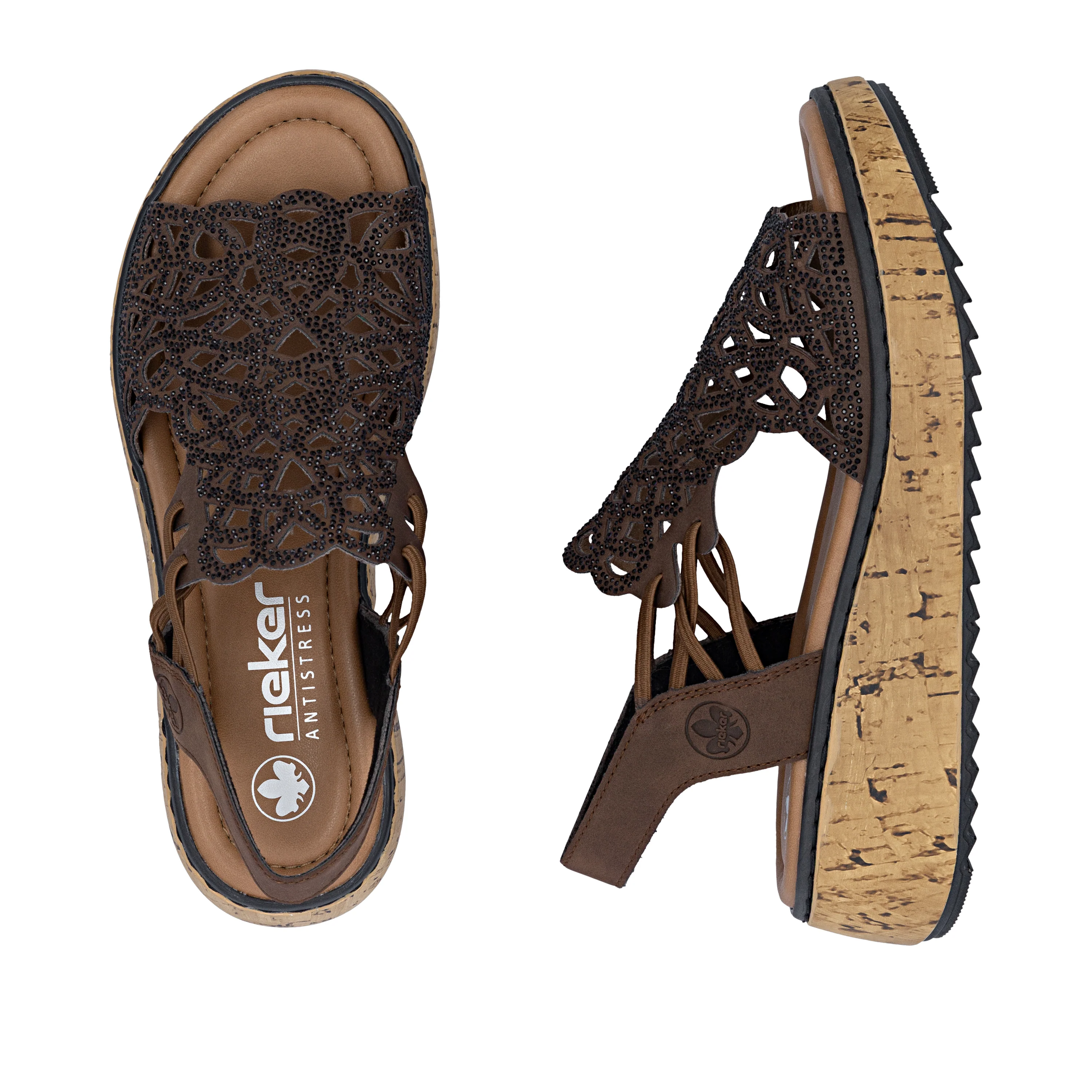Rieker Women's Wedge Sandal - Brown | V1765-24 - Image 18