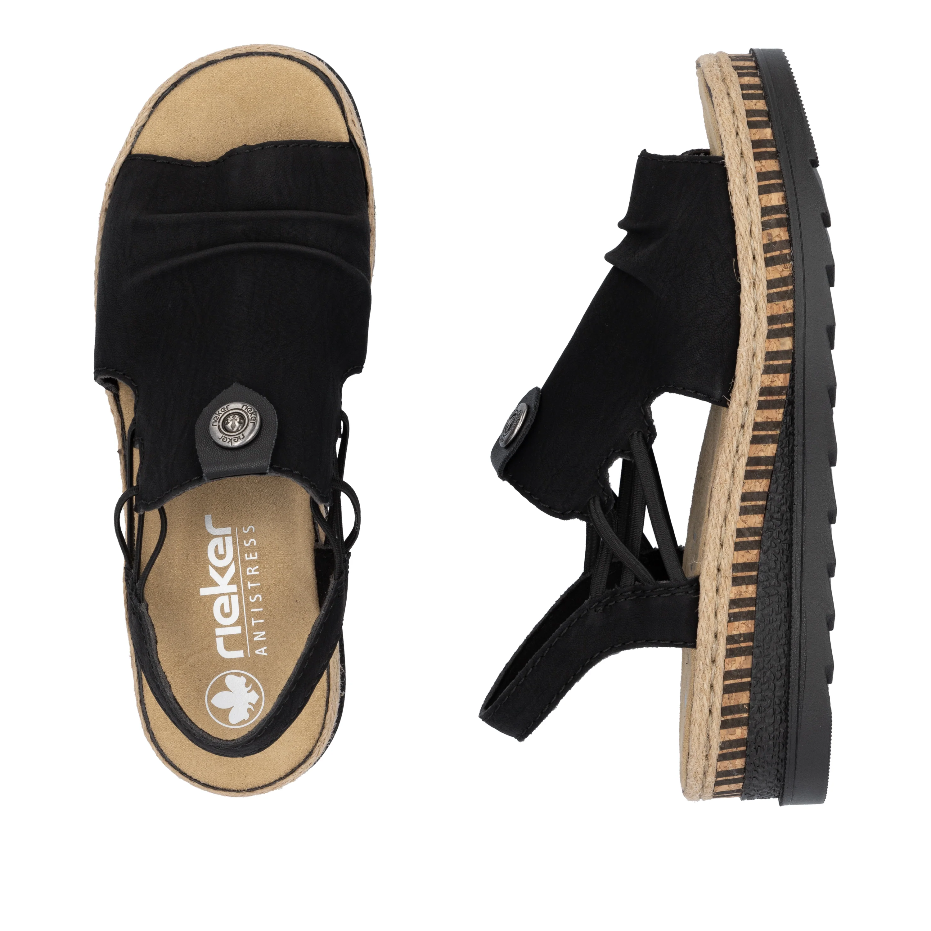 Rieker Women's Wedge Sandal - Black | V7972-00 - Image 9